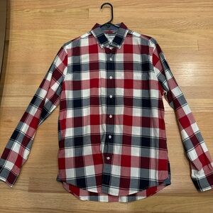 Express Soft Wash Red/White/Blue Plaid Long Sleeve Shirt (M)